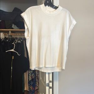 ANINE BING: White Muscle Tee Cap Sleeve Relaxed Fit